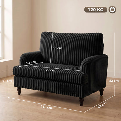 HOMCOM Corduroy Single Sofa Armchair, Modern Accent Chair with Stripes, Turned Legs and Wide Seat, Black