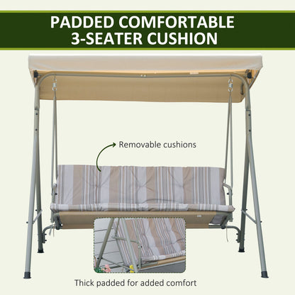 Outsunny Three-Seater Garden Swing Seat - Light Brown