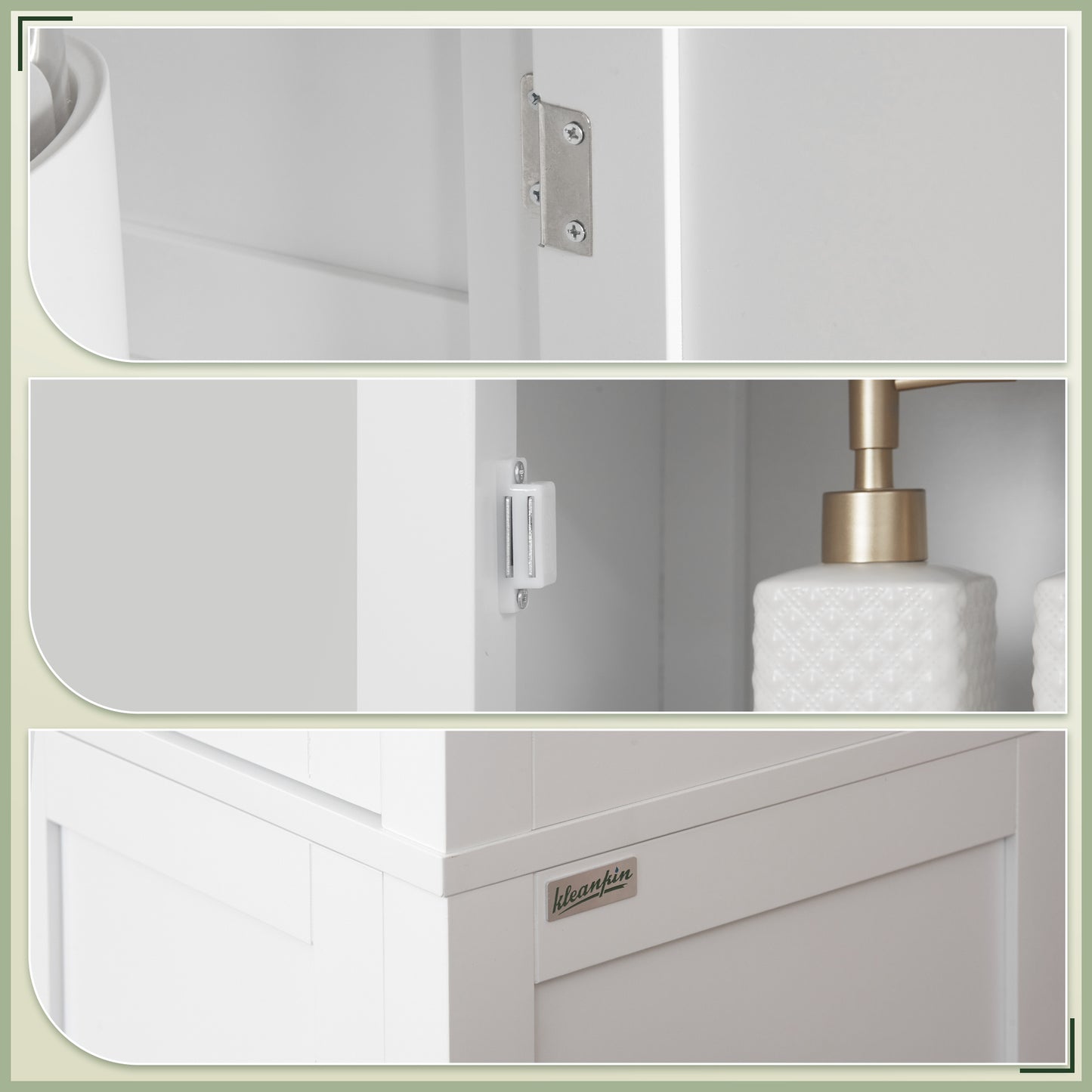 kleankin Tall Bathroom Storage Unit, Slim Bathroom Cabinet with Adjustable Shelves and Double Door, White