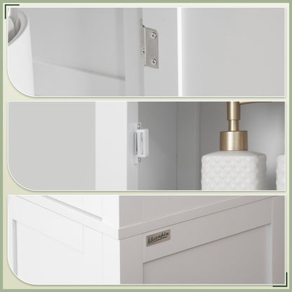 kleankin Tall Bathroom Storage Unit, Slim Bathroom Cabinet with Adjustable Shelves and Double Door, White