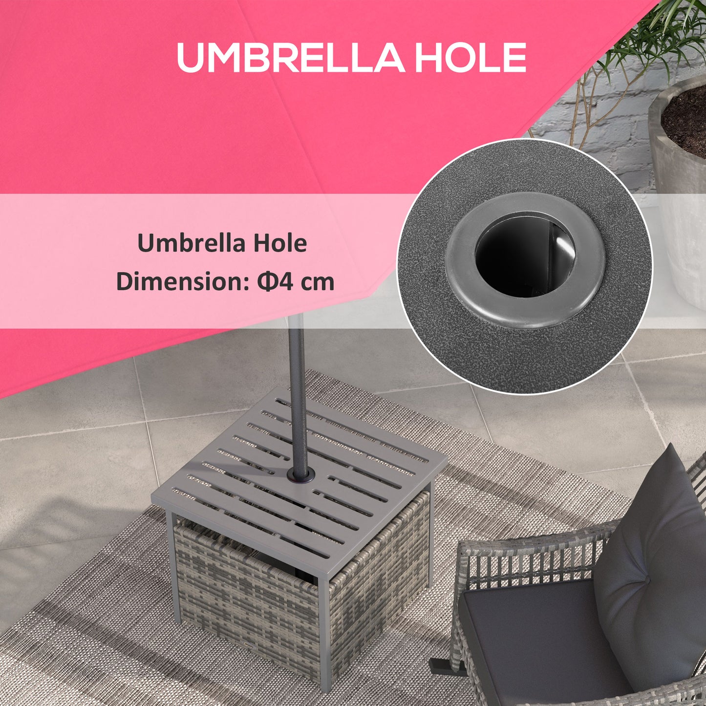 Outsunny Outdoor Rattan Wicker Coffee Table w/ Umbrella Hole Suitable for Garden Garden--ChewyGames-ChewyGames