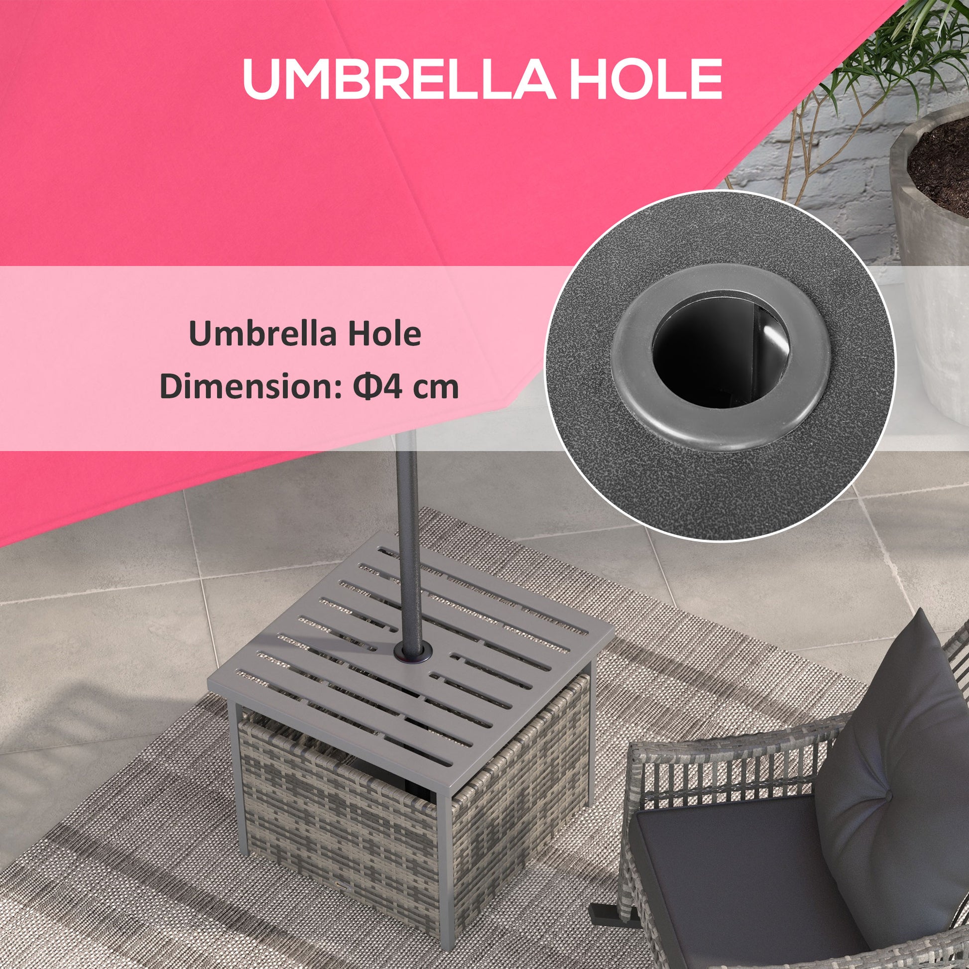 Outsunny Outdoor Rattan Wicker Coffee Table w/ Umbrella Hole Suitable for Garden Garden--ChewyGames-ChewyGames