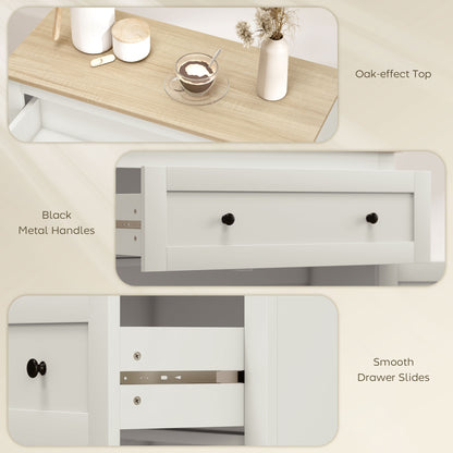 HOMCOM Sideboard Storage Cabinet, Modern Kitchen Cupboard with Adjustable Shelf, Drawer and Double Doors, Cream White