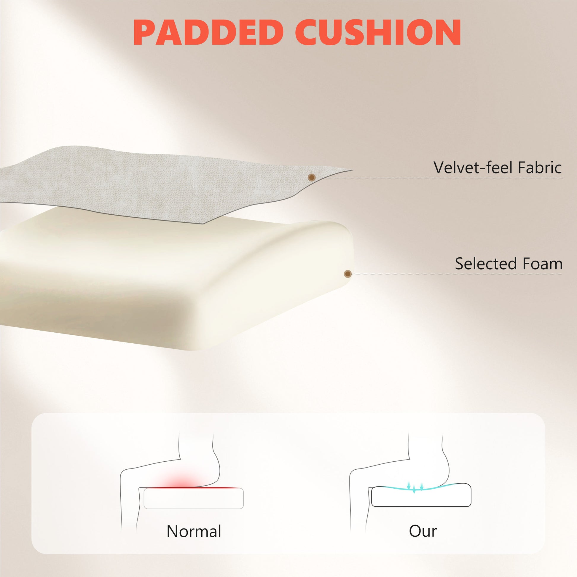 HOMCOM Office Chair with 6-point Vibration Massage and Heat, Fabric Desk Chair with Footrest, High Back, Cream White-Office Chairs-ChewyGames-ChewyGames