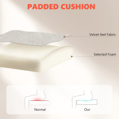 HOMCOM Office Chair with 6-point Vibration Massage and Heat, Fabric Desk Chair with Footrest, High Back, Cream White-Office Chairs-ChewyGames-ChewyGames