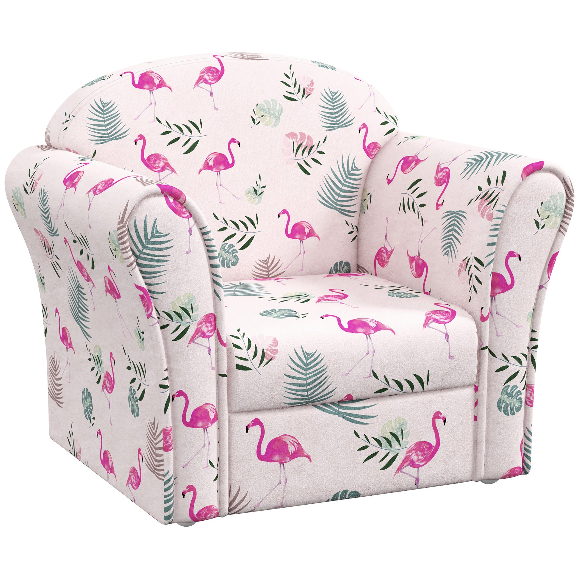 AIYAPLAY Kids Armchair with Flamingo Design, Wooden Frame, for Bedroom, Playroom, Kids Room - Pink--ChewyGames-ChewyGames