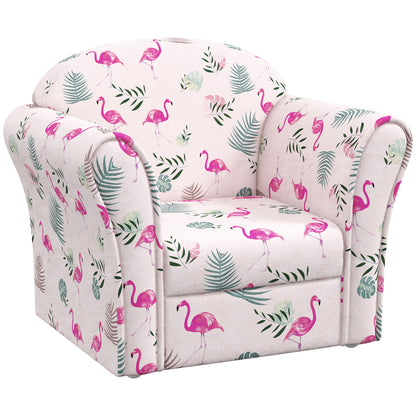 AIYAPLAY Kids Armchair with Flamingo Design, Wooden Frame, for Bedroom, Playroom, Kids Room - Pink--ChewyGames-ChewyGames