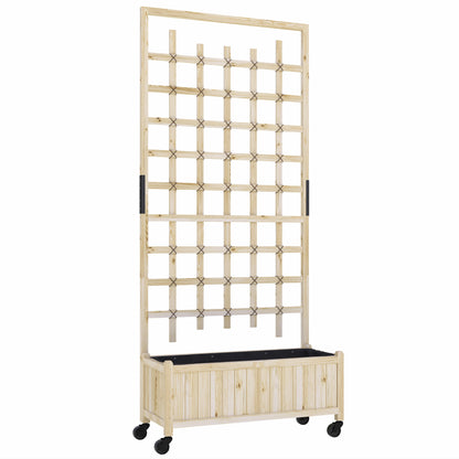 Outsunny Wooden Trellis Planter, Raised Garden Bed with Wheels, to Climb and Grow Vegetables, Herbs and Flowers, Natural