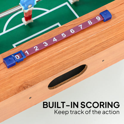 SPORTNOW 20 in Table-top Football Table with Stainless Steel Rods, Compact Foosball Table for Kids and Adults, All-Inclusive Foosball Game Set for Indoor, Nature Wood Finish