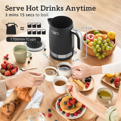 HOMCOM Sleek Textured Kettle and Four-Slice Toaster Set - Black--ChewyGames-ChewyGames