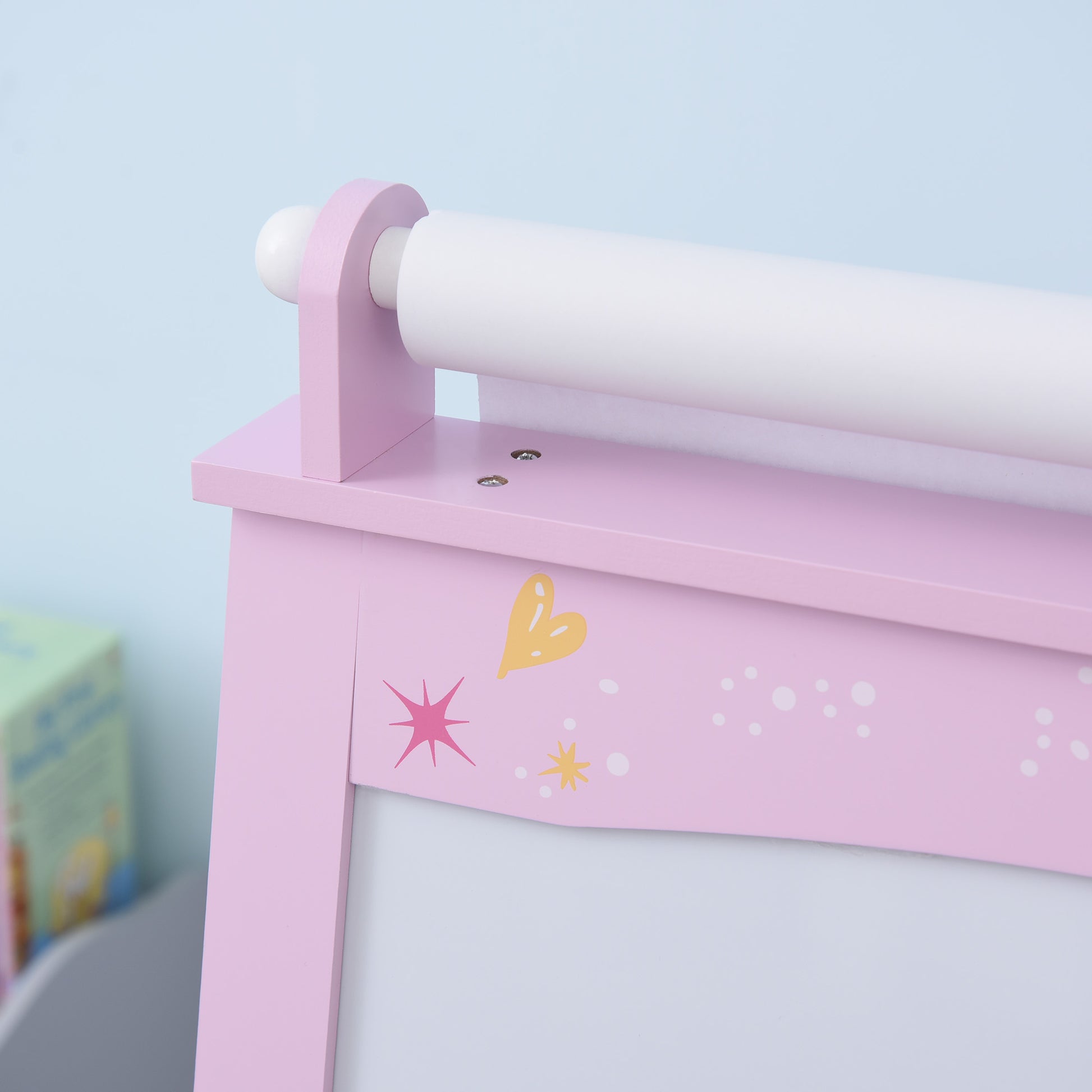 HOMCOM Kids Easel 3 in 1 Wooden Art Easel with Paper Roll Double-Sided Chalkboard & Whiteboard with Storage Baskets for Toddler Girls, Pink--ChewyGames-ChewyGames