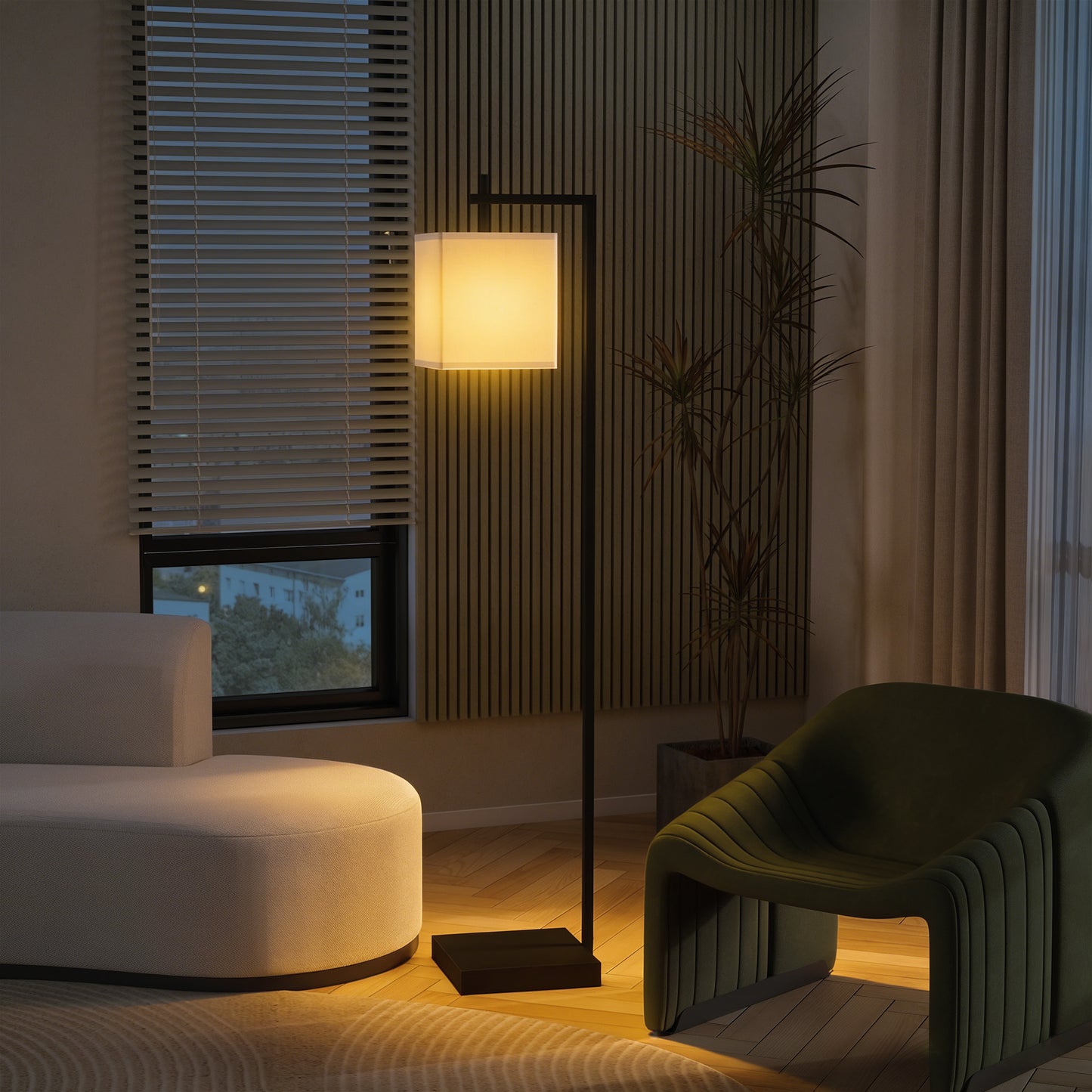 HOMCOM Floor Lamp for Living Room, 66" Modern Tall Standing Lamp with Adjustable Colour Temperatures & 10 Brightness Levels, Remote Control and Foot Switch for Bedroom Office, 9W LED Bulb Included