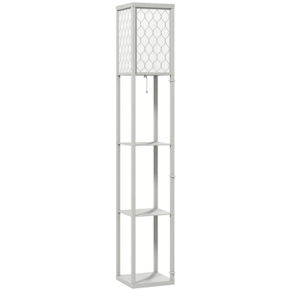 HOMCOM Three-Shelf Standing Lamp - Grey/White