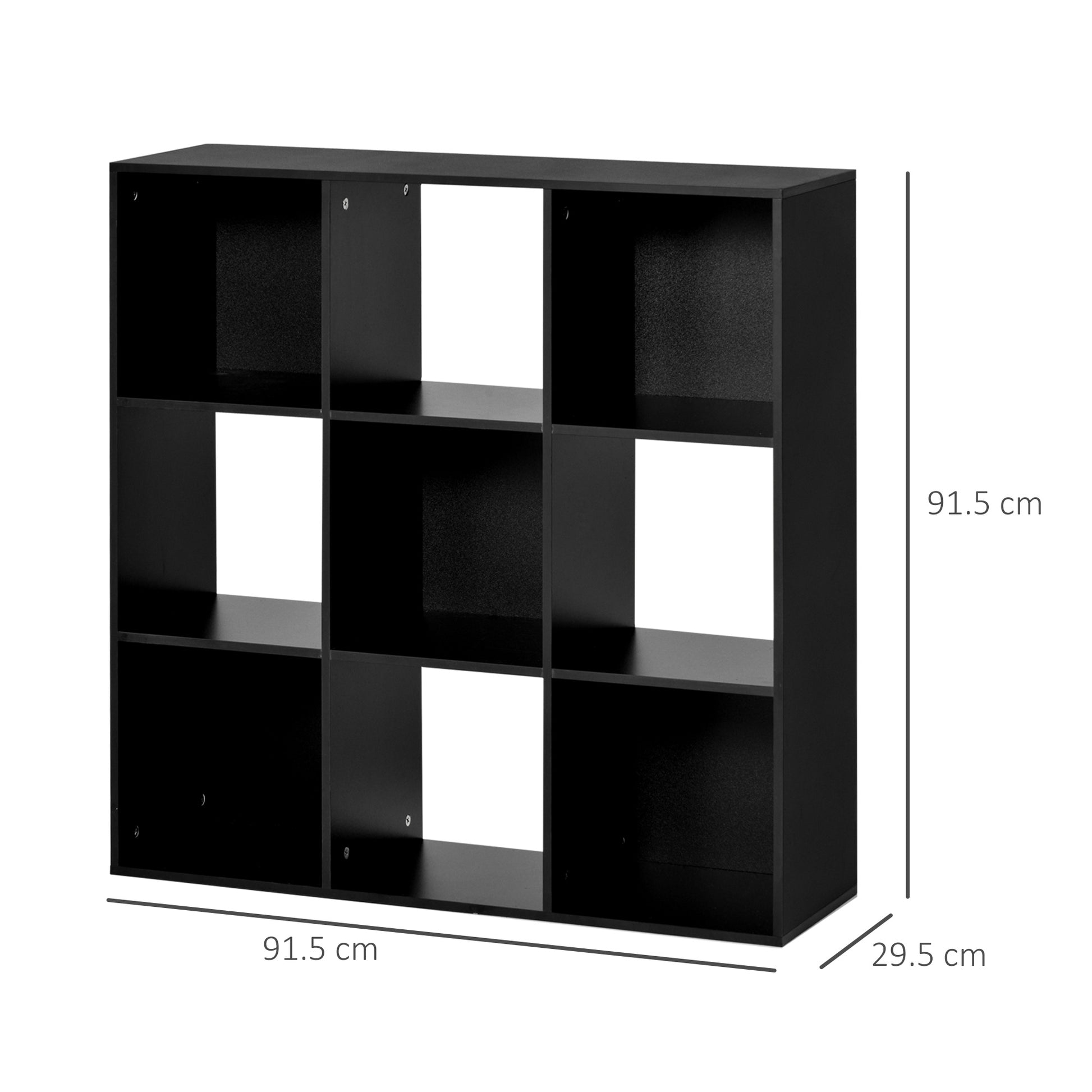 HOMCOM 3-tier 9 Cubes Storage Unit Particle Board Cupboard Bookcase Organiser Home Office Shelves, Black--ChewyGames-ChewyGames
