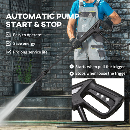 DURHAND 1800W High Pressure Washer, 150 Bar Pressure, 510 L/h Flow, High-Performance Portable Power Washer Jet Wash Cleaner with 6M Hose, Snow Foam Bottle for Garden, Car, Furniture, Green