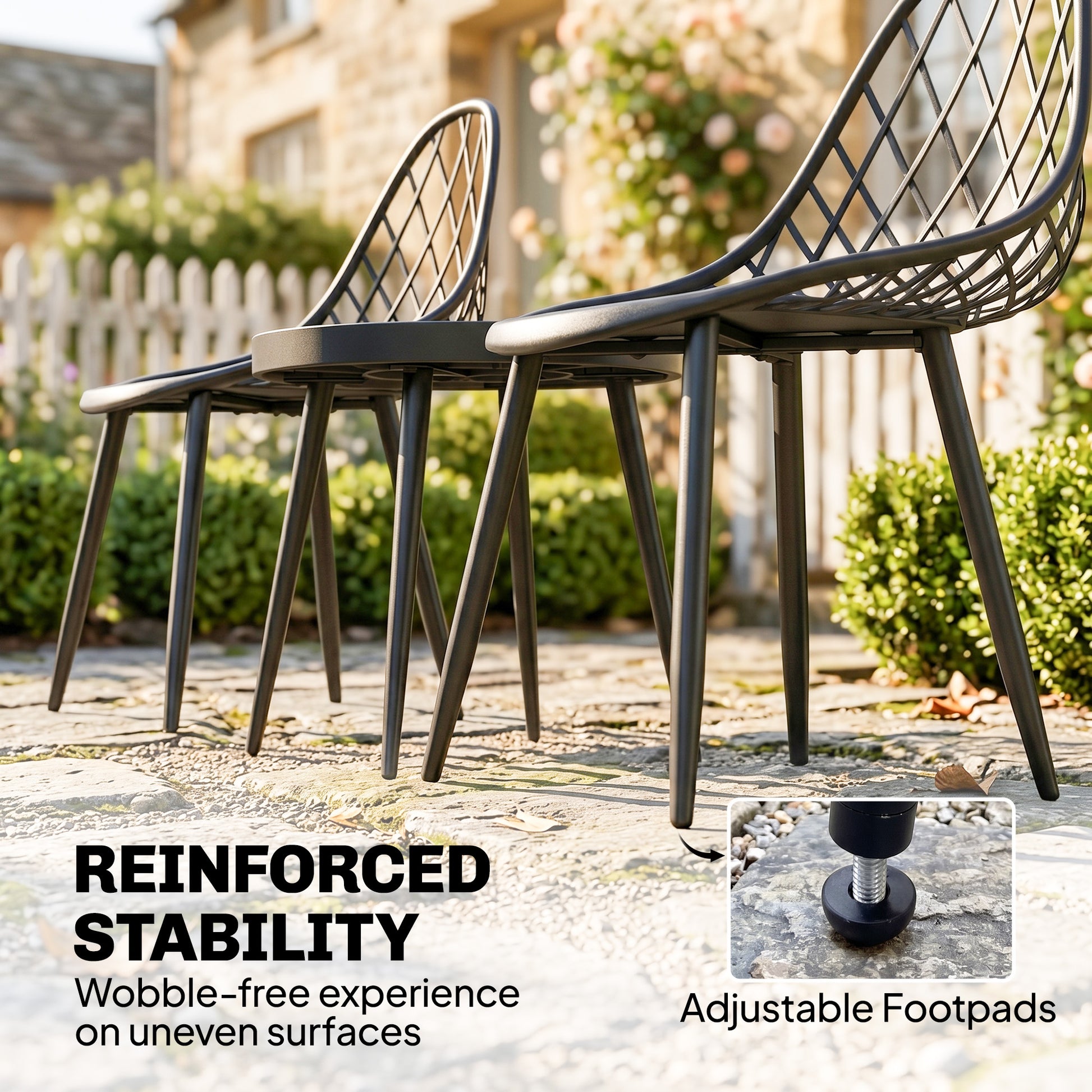 Outsunny 3-Piece Outdoor Bistro Set with 2 Chairs and Round Table for Garden, Balcony, Porch, Black--ChewyGames-ChewyGames