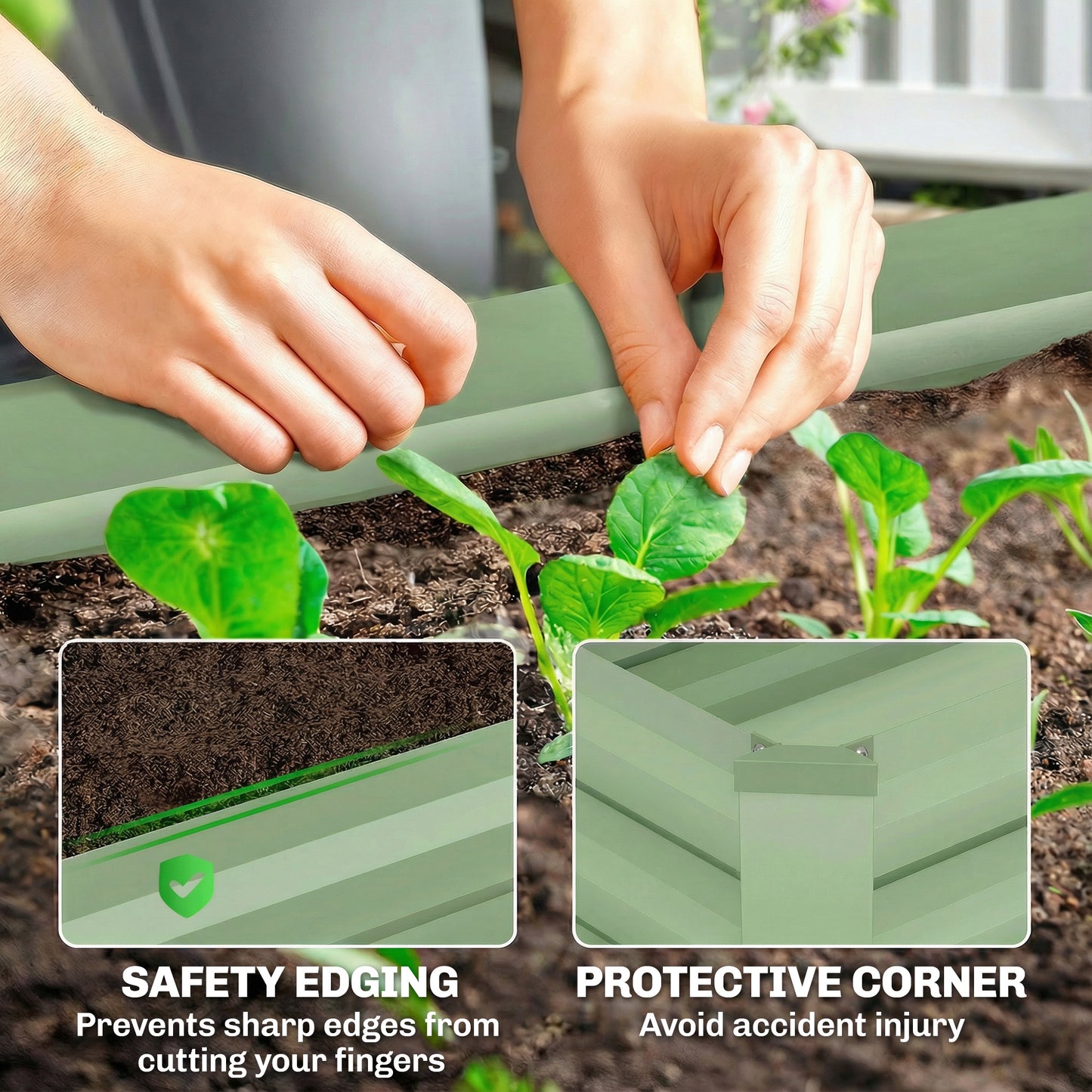 Outsunny Set of Two 100 x 60cm Steel Planter Boxes - Light Green