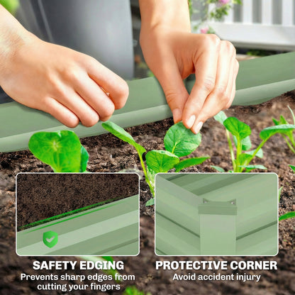 Outsunny Set of Two 100 x 60cm Steel Planter Boxes - Light Green