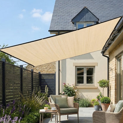 Outsunny Sun Shade Sail UV Protection Canopy with Stainless Steel Eyelets for Patio Garden 3 x 3.6 m Beige