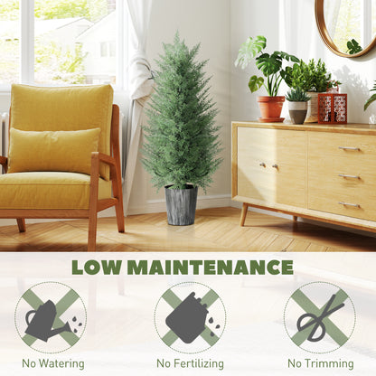HOMCOM 90cm Artificial Cypress Trees Set of 2, UV Resistant Artificial Plants with Decorative Pot, Fake Plants for Indoor Outdoor Decor, Green--ChewyGames-ChewyGames