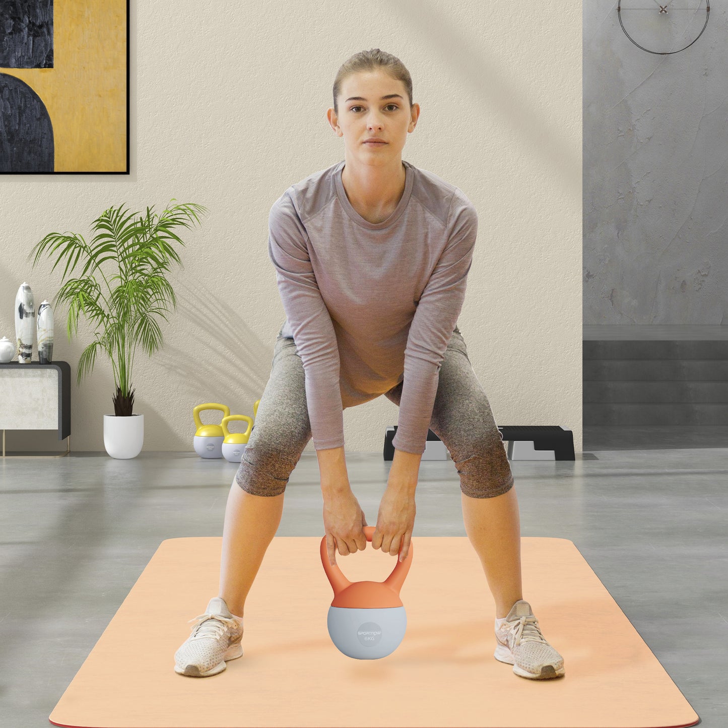SPORTNOW 6KG Soft Kettlebell with Non-Slip Handle, for Home Gym, Weight Lifting, Strength Training, Orange/Grey-Kettlebells-ChewyGames-ChewyGames
