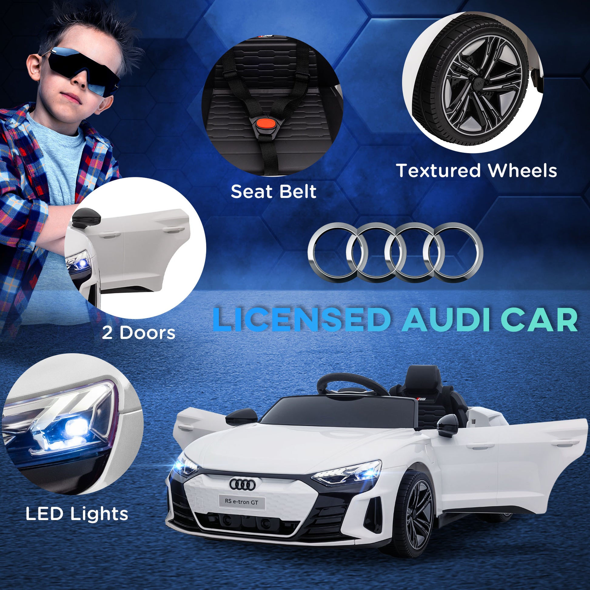 HOMCOM Audi Licensed 12V Kids Electric Ride-On, with Remote Control, Suspension System, Lights, Music, Motor - White--ChewyGames-ChewyGames