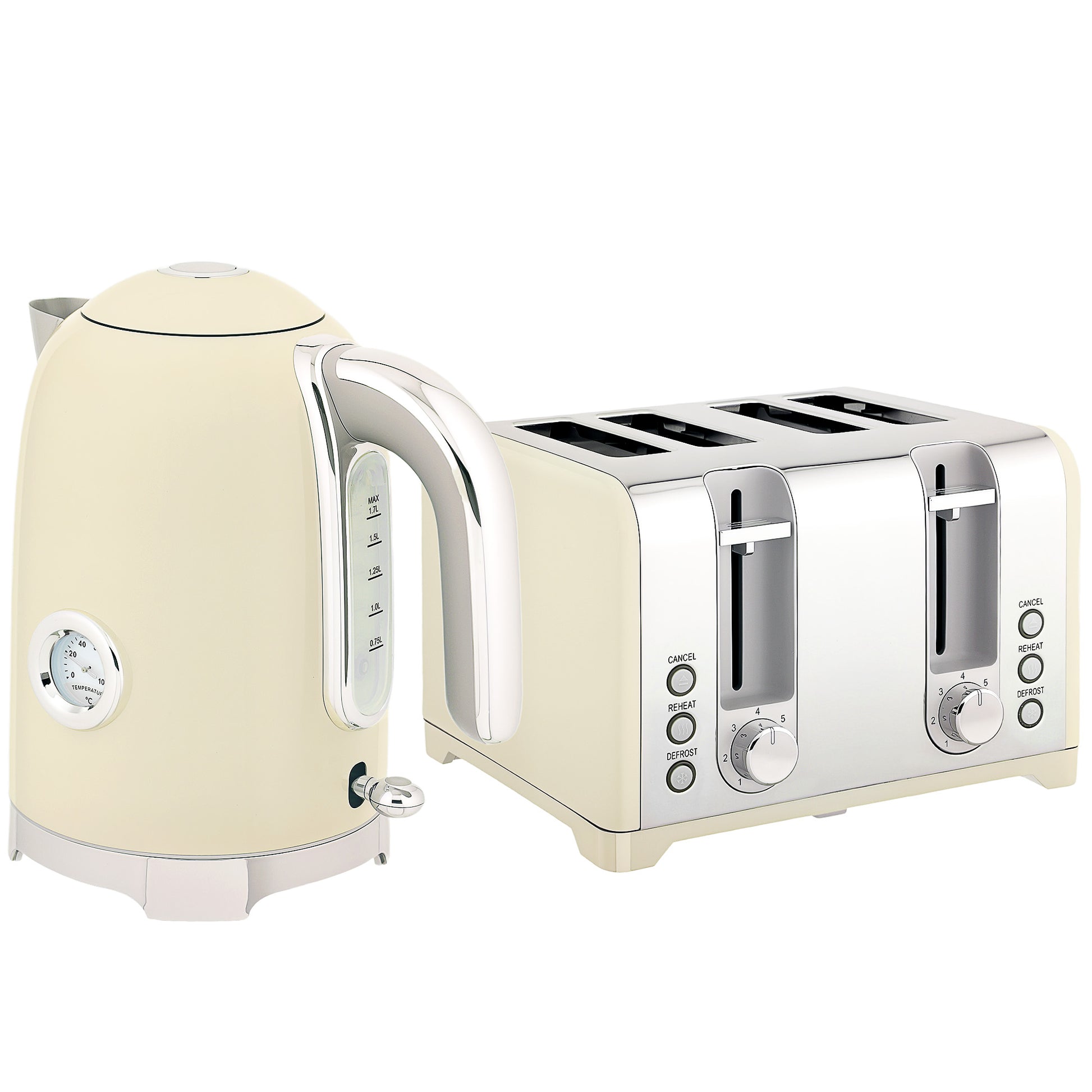 HOMCOM Retro 3000W Kettle and Toaster Set - Cream--ChewyGames-ChewyGames