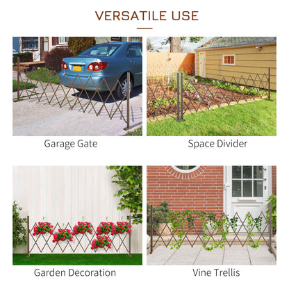 Outsunny Expanding Trellis Fence, Freestanding Movable Fence, Foldable Garden Screen Panel, 300 x 103.5 cm, Dark Brown