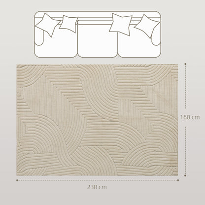 HOMCOM Modern Geometric Rug, Thick & Plush, Non-Slip, 230 x 160 cm – Cream, Living Room/Bedroom/Office