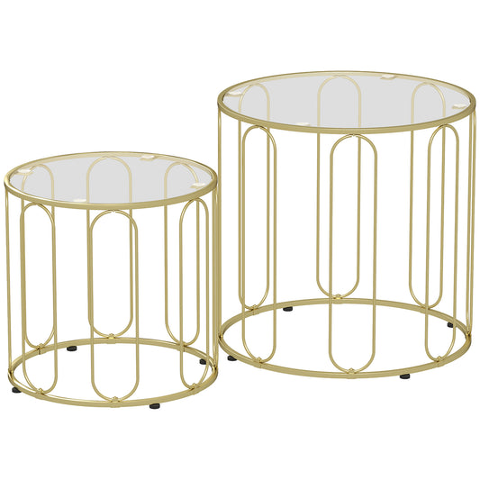 HOMCOM Elliptical Cut-Out Nesting Tables - Gold-Tone