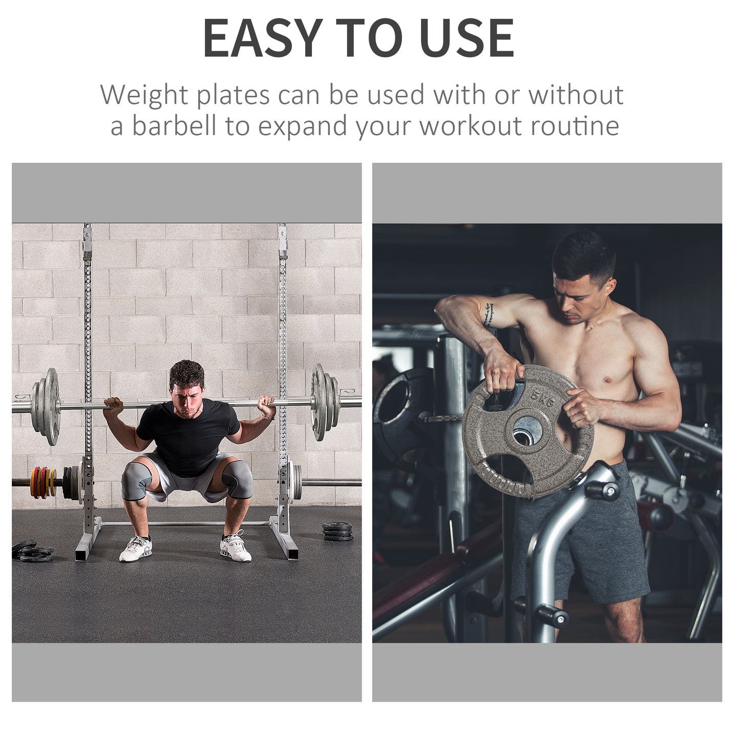 HOMCOM Set of 4 Cast Iron Weight Plate for 2 inch/5cm hole Dumbbell Handle Bar 15kg Dumbbell Plates Barbell Weight 2 x 5kg, 2 x 2.5kg