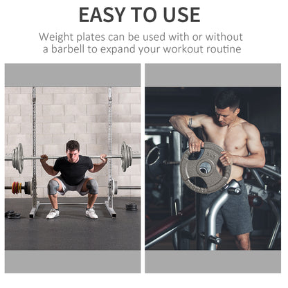 HOMCOM Set of 4 Cast Iron Weight Plate for 2 inch/5cm hole Dumbbell Handle Bar 15kg Dumbbell Plates Barbell Weight 2 x 5kg, 2 x 2.5kg