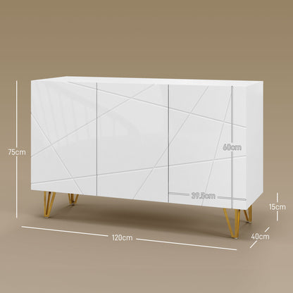 HOMCOM Modern Luxe High Gloss Sideboard, with Hairpin Legs - White-Sideboards-ChewyGames-ChewyGames