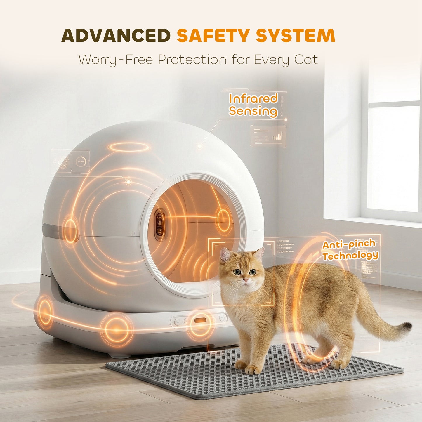 PawHut 72L Self Cleaning Cat Litter Tray Automatic Cat Litter Box APP Control for Multiple Cats
