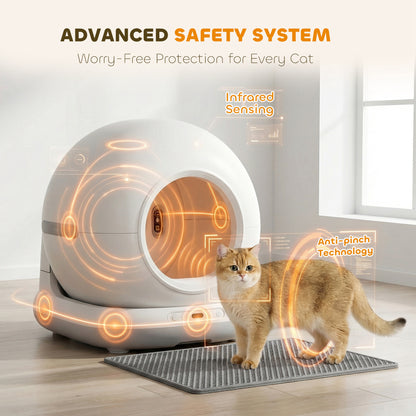 PawHut 72L Self Cleaning Cat Litter Tray Automatic Cat Litter Box APP Control for Multiple Cats
