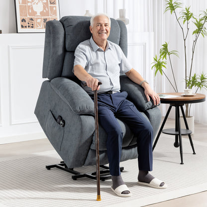 HOMCOM Power Lift Recliner Chair with Vibration Massage, Lift Chair for Elderly with Footrest, Remote, Side Pocket, Grey