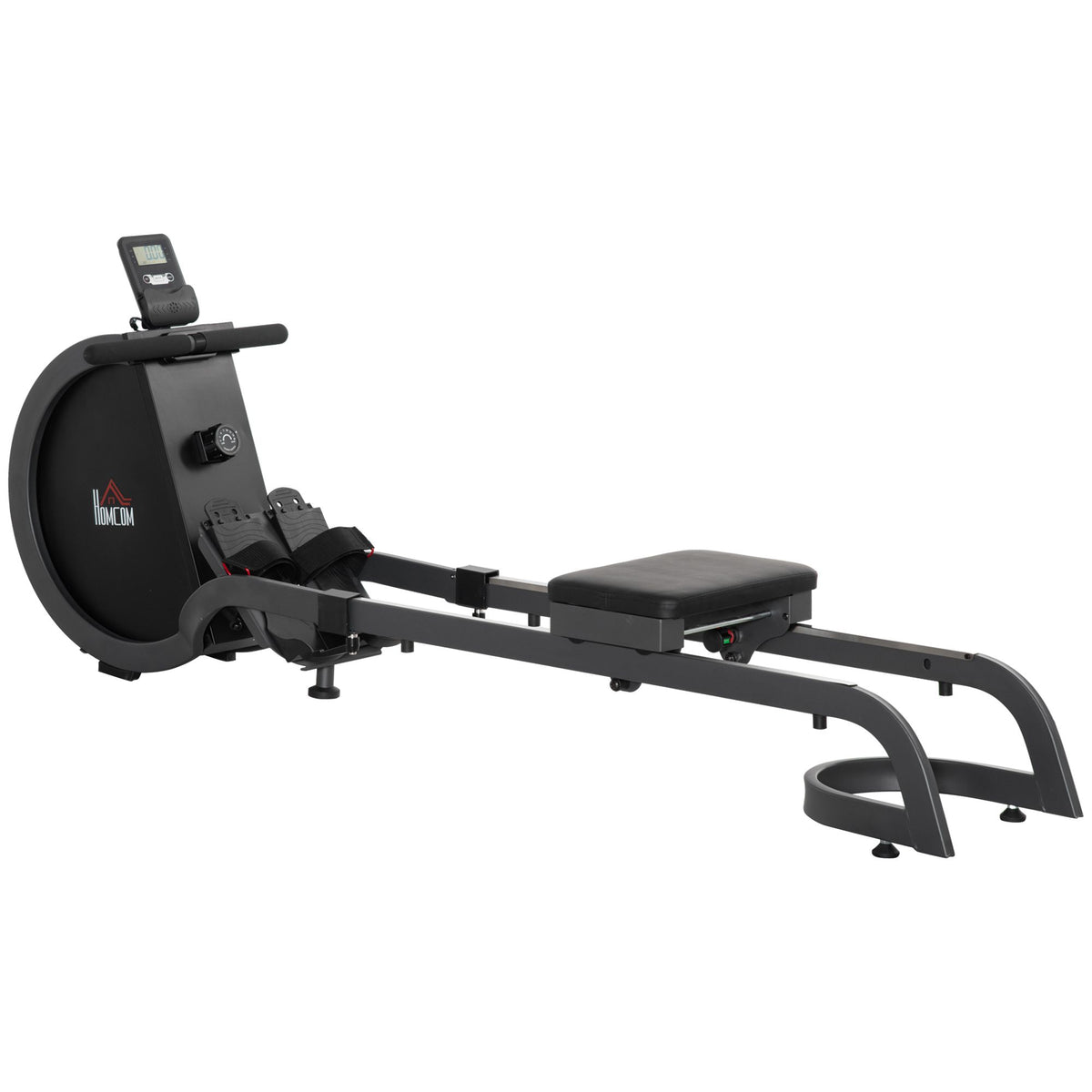 HOMCOM Folding Rowing Machine with 16-Level Adjustable Magnetic Resistance, Aluminium Side Rail, Digital Monitor, Cardio Workout Rower, 130kg Weight Capacity for Home, Gym, Office