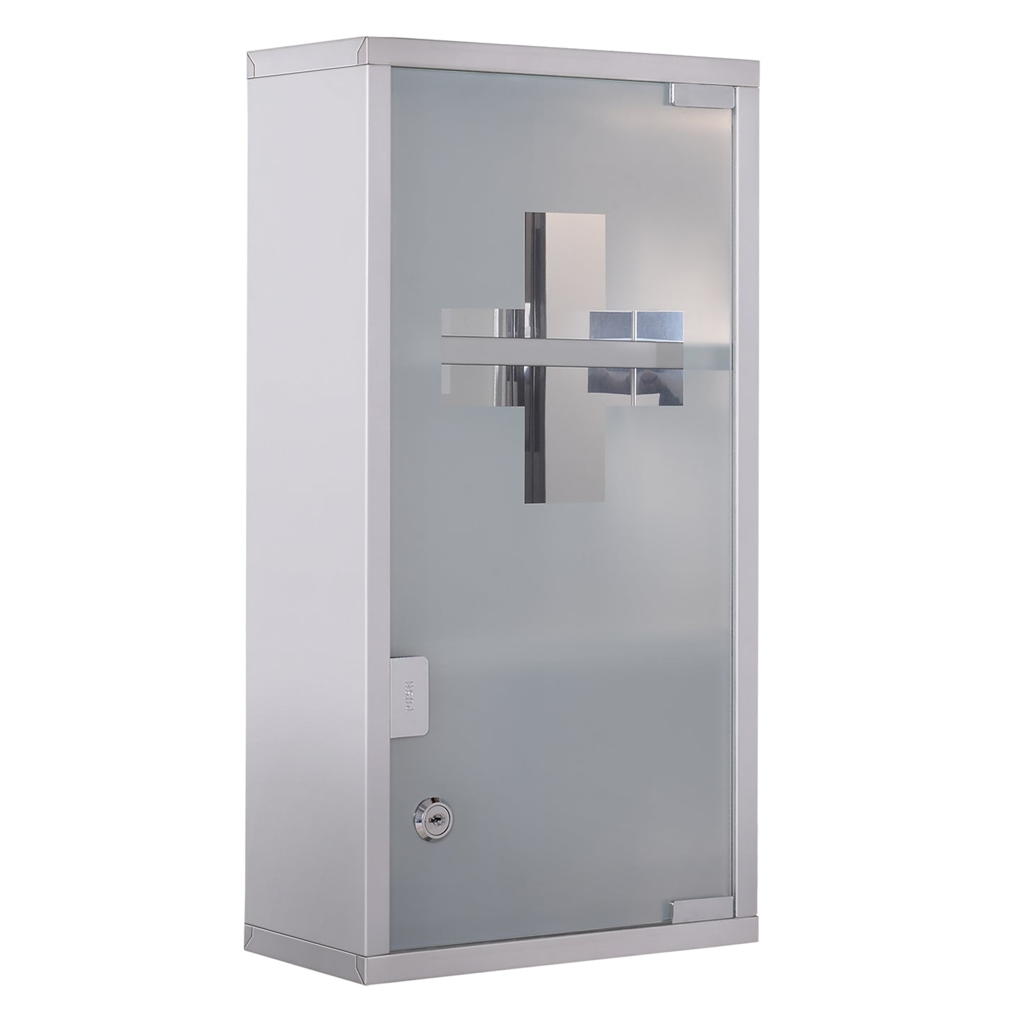 HOMCOM Stainless Steel wall mounted Medicine Cabinet with 2 Shelves + Security Glass Door Lockable 48 cm(H)-Medicine Cabinets-ChewyGames-ChewyGames