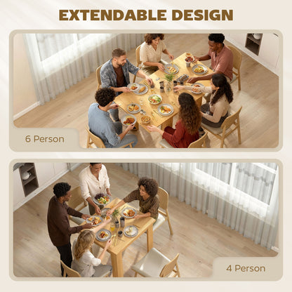 HOMCOM Folding Dining Table for 4-6, Rectangular Extendable Drop Leaf Table for Small Spaces, 140 x 80 x 77.5 cm, Natural
