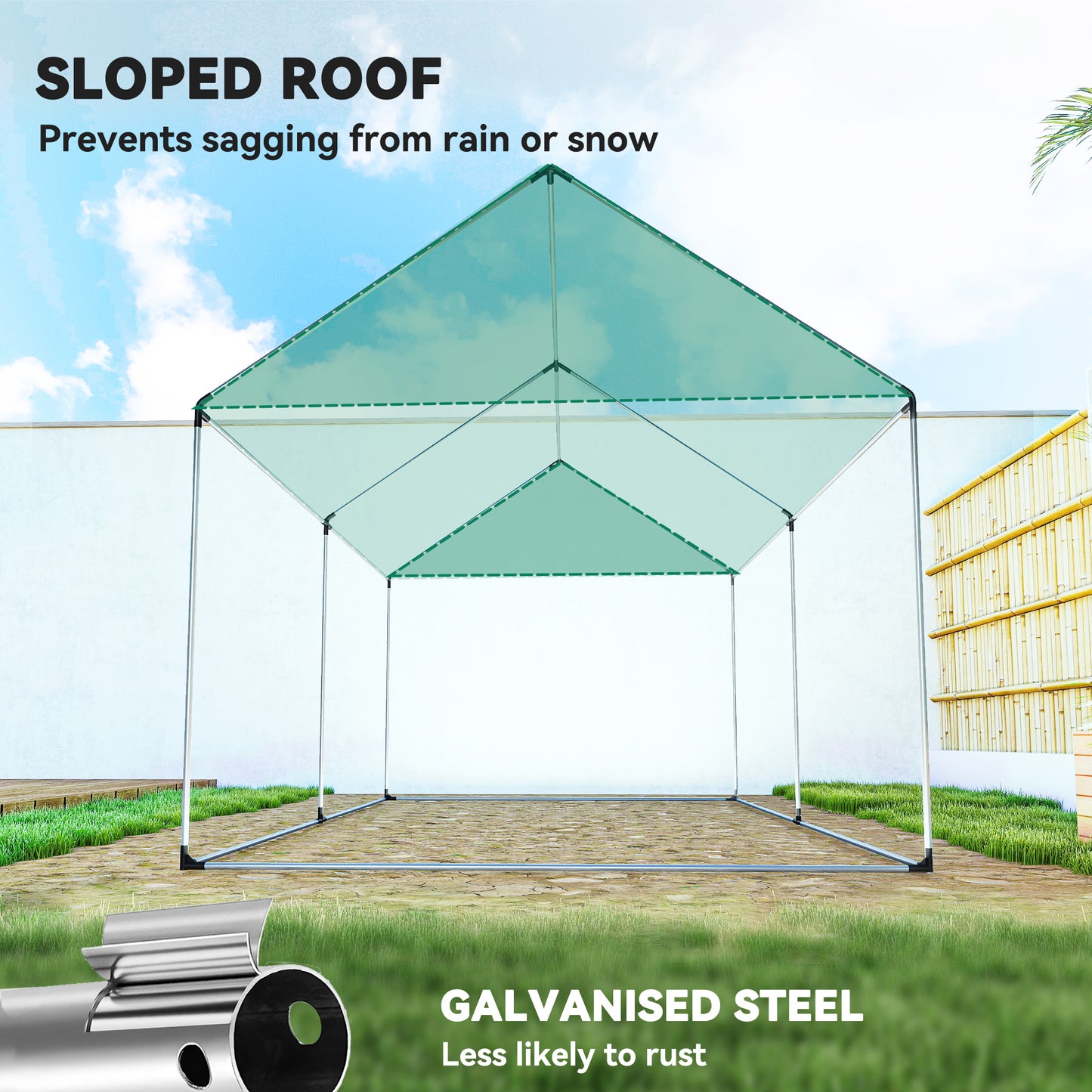 Outsunny Polyethylene Walk-in Polytunnel Greenhouse with Roll-up door and UV-resistant plastic cover, 2 x 3(m), White