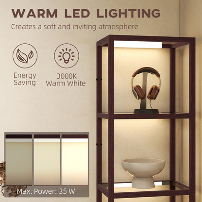 HOMCOM Four-Shelf Floor Lamp - Dark Brown