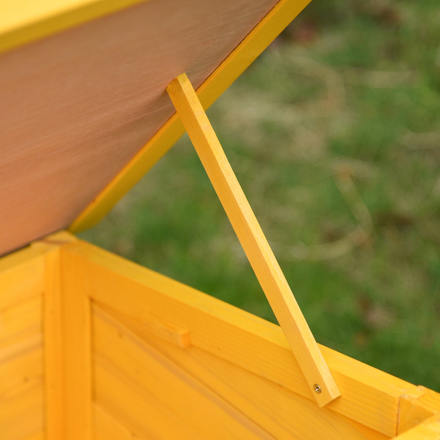 Pawhut Garden Wooden Cat House Hide Cage Outdoor Pet Play Home Waterproof Roof Kitty Shelter Kennel w/ith Door & Window