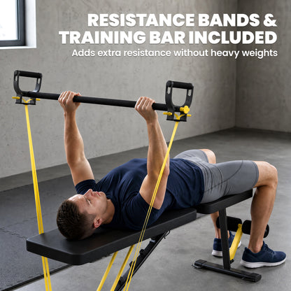 SPORTNOW Adjustable Weight Bench, 300kg Incline Decline Flat Foldable Bench Press with 7 Backrest Positions and Resistance Bands