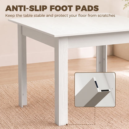 HOMCOM Square Dining Table, Modern Small Dining Table with Wood Effect, Space Saving, Non-slip Foot Pads, White