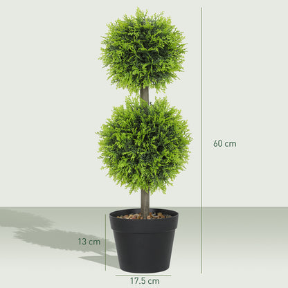 HOMCOM Set of 2 Decorative Artificial Trees, Topiary Ball-shaped Boxwood Trees in Pot, Fake Plants for Home Indoor outdoor Decor, 60cm, 2 Tree Balls--ChewyGames-ChewyGames