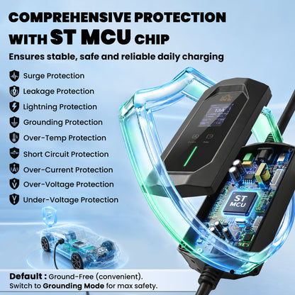 HOMCOM EV Charger Type 2 to 3 Pin Plug, 10 m, 2.8 kW, 6-13 A, Electric Car Charger Type 2 Charging Cable w/ 1-12 h Time Delay