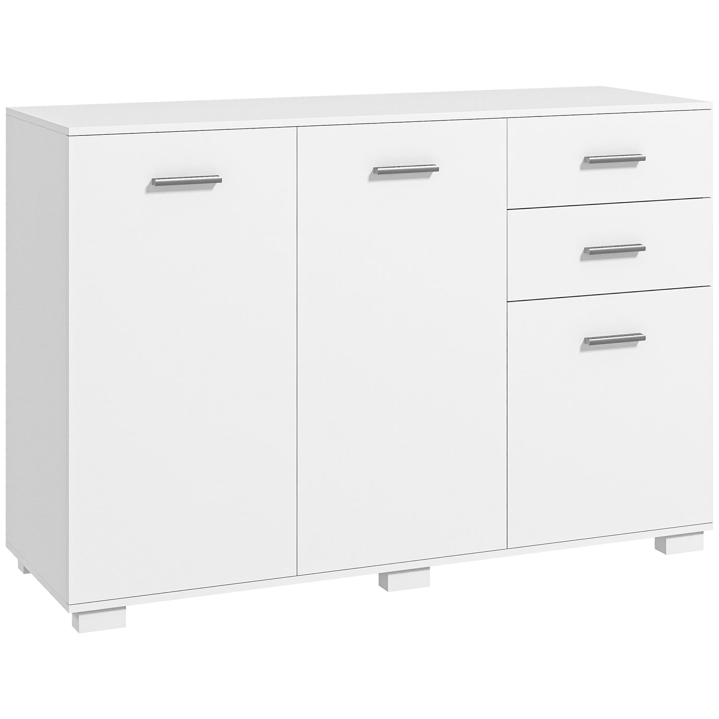 HOMCOM Sideboard, Modern Storage Cabinet with 2 Drawers, 3 Doors and Adjustable Shelves, Kitchen Cabinet, White