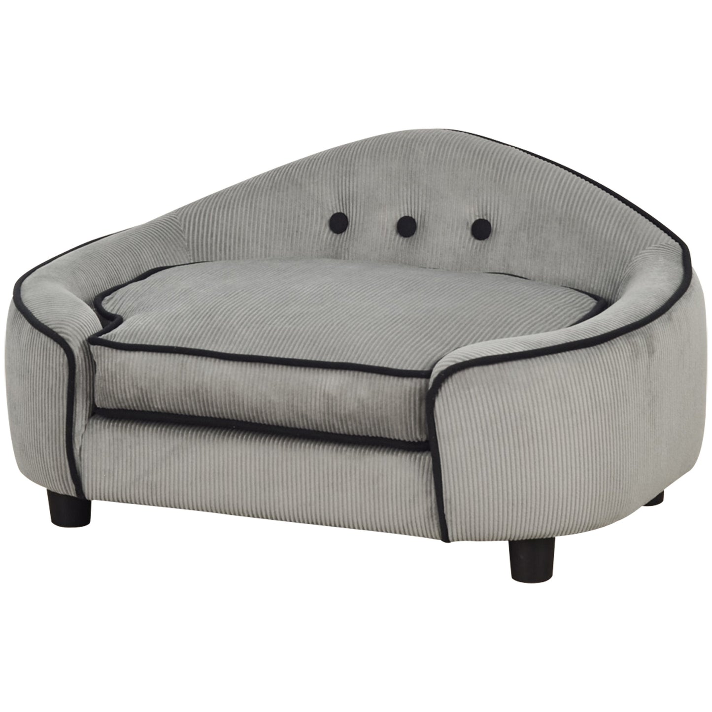 PawHut Dog Sofa for XS and S Size Dogs, Pet Chair Bed with Soft Cushion, Cat Sofa  Couch with Washable Cover, Wooden Frame, 66.5 x 45 x 35.5 cm, Grey