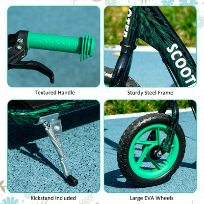 AIYAPLAY Kids Scooter with Adjustable Handlebar, Children's Kick Scooter with Non-slip Footplate, Rear Brake, Kickstand, Green