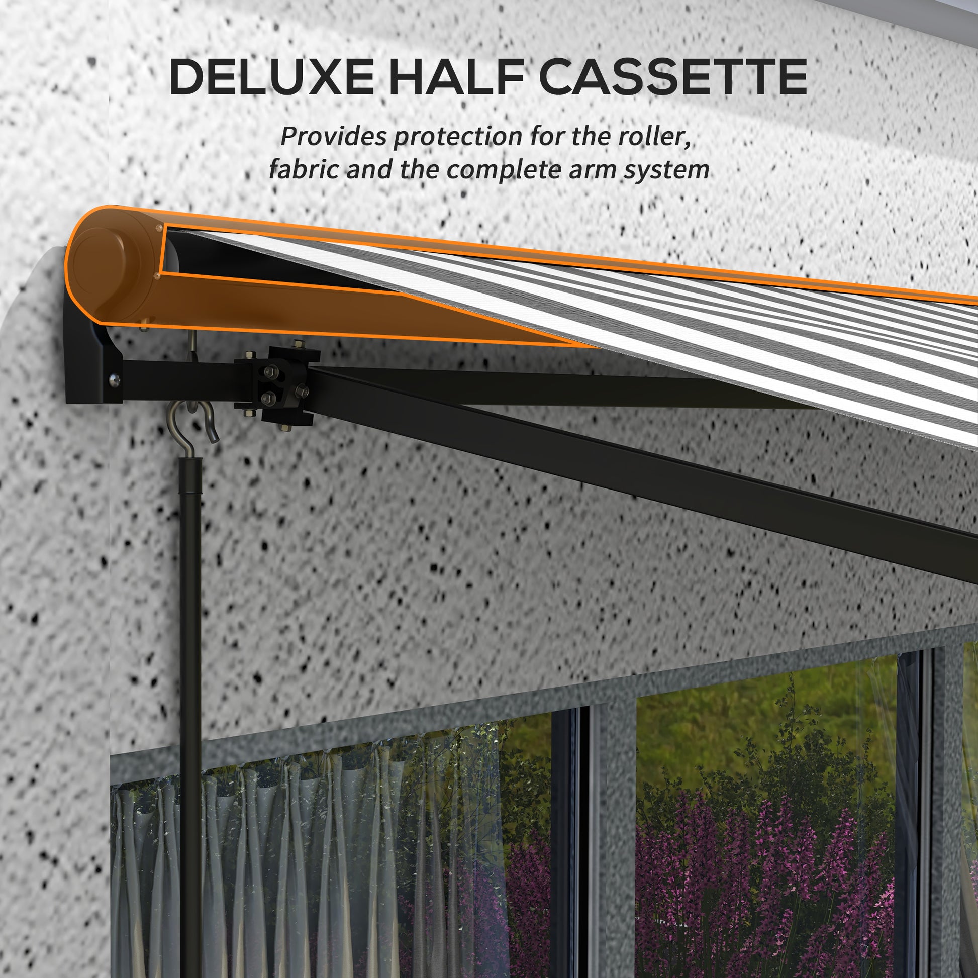 Outsunny 3 x 2m Aluminium Frame Electric Awning, with Remote - Grey/White--ChewyGames-ChewyGames
